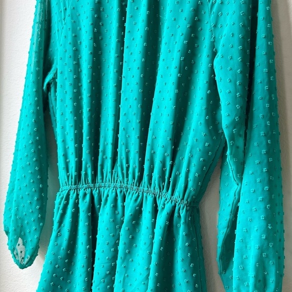 Yumi Kim Class Act Dress in Green Jewel Emerald Swiss Dot Sz L - Picture 8 of 15